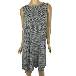 Loft Pullover Dress Shift/Tent Size PL White Black Blue Sleeveless Rayon/Spandex